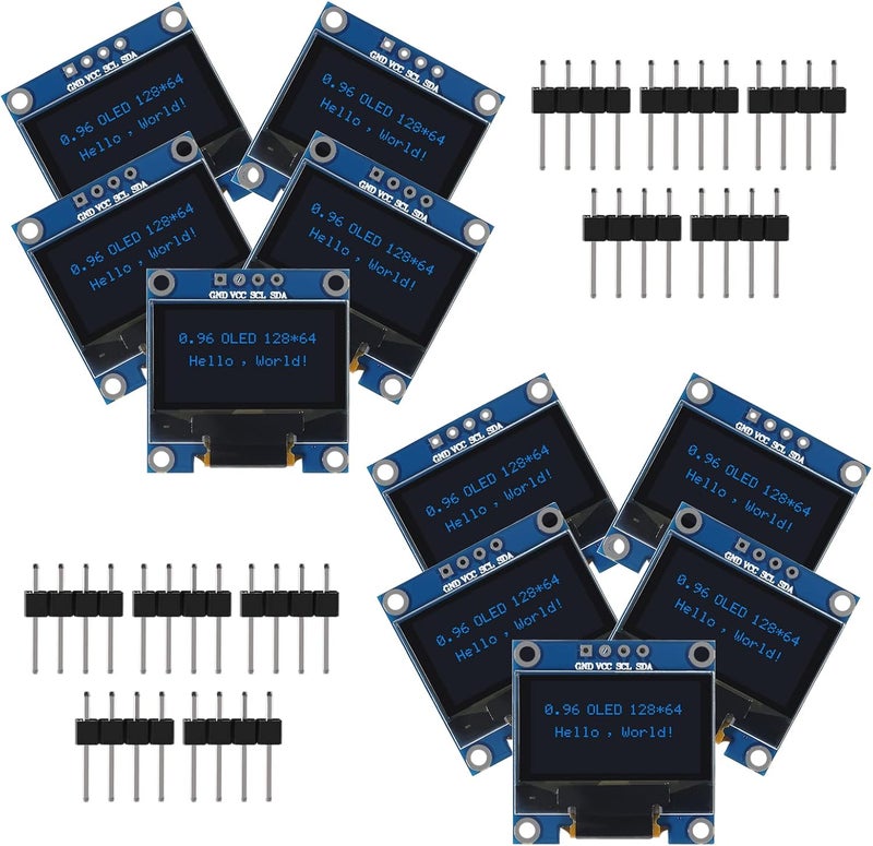 AiTrip وحدة عرض OLED I2C IIC بحجم 0.96 بوصة 12864 128x64 بكسل SSD1306 شاشة OLED صغيرة ذات إضاءة ذاتية متوافقة مع Arduino Raspberry Pi (دبابيس غير ملحومة زرقاء) - Image 1